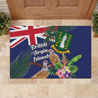 British Virgin Islands Rubber Doormat Two Turtle Doves Tropical Flowers