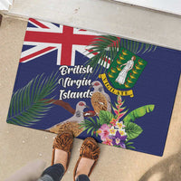 British Virgin Islands Rubber Doormat Two Turtle Doves Tropical Flowers
