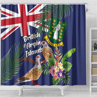 British Virgin Islands Shower Curtain Two Turtle Doves Tropical Flowers