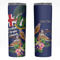 Personalised British Virgin Islands Skinny Tumbler Two Turtle Doves Tropical Flowers