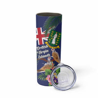Personalised British Virgin Islands Skinny Tumbler Two Turtle Doves Tropical Flowers