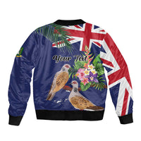 Personalised British Virgin Islands Sleeve Zip Bomber Jacket Two Turtle Doves Tropical Flowers