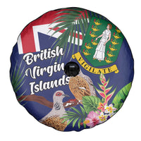 British Virgin Islands Spare Tire Cover Two Turtle Doves Tropical Flowers