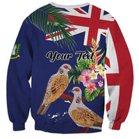 Personalised British Virgin Islands Sweatshirt Two Turtle Doves Tropical Flowers