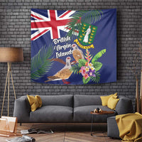 British Virgin Islands Tapestry Two Turtle Doves Tropical Flowers