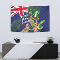 British Virgin Islands Tapestry Two Turtle Doves Tropical Flowers