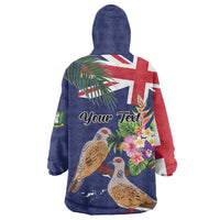 Personalised British Virgin Islands Wearable Blanket Hoodie Two Turtle Doves Tropical Flowers