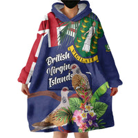 Personalised British Virgin Islands Wearable Blanket Hoodie Two Turtle Doves Tropical Flowers