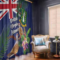 British Virgin Islands Window Curtain Two Turtle Doves Tropical Flowers