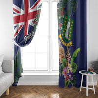 British Virgin Islands Window Curtain Two Turtle Doves Tropical Flowers