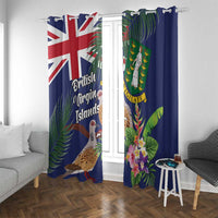 British Virgin Islands Window Curtain Two Turtle Doves Tropical Flowers