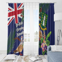British Virgin Islands Window Curtain Two Turtle Doves Tropical Flowers