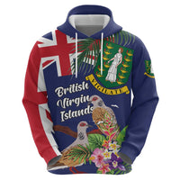 Personalised British Virgin Islands Zip Hoodie Two Turtle Doves Tropical Flowers