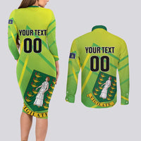 Custom British Virgin Islands Football Couples Matching Long Sleeve Bodycon Dress and Long Sleeve Button Shirt Come On The Nature Boys