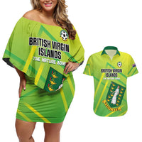 Custom British Virgin Islands Football Couples Matching Off Shoulder Short Dress and Hawaiian Shirt Come On The Nature Boys