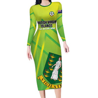 Custom British Virgin Islands Football Long Sleeve Bodycon Dress Come On The Nature Boys