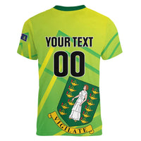 Custom British Virgin Islands Football Women V-Neck T-Shirt Come On The Nature Boys