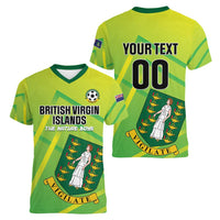Custom British Virgin Islands Football Women V-Neck T-Shirt Come On The Nature Boys