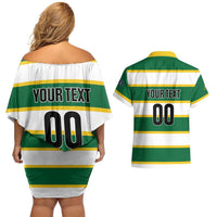 Custom British Virgin Islands Rugby Couples Matching Off Shoulder Short Dress and Hawaiian Shirt Team BVI Go Champions
