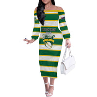 Custom British Virgin Islands Rugby Off The Shoulder Long Sleeve Dress Team BVI Go Champions