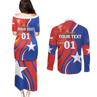 Personalized Chile 2024 Football Couples Matching Puletasi and Long Sleeve Button Shirt Concurso La Roja - Wonder Print Shop