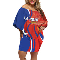 Personalized Chile 2024 Football Family Matching Off Shoulder Short Dress and Hawaiian Shirt Concurso La Roja - Wonder Print Shop