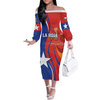 Personalized Chile 2024 Football Off The Shoulder Long Sleeve Dress Concurso La Roja - Wonder Print Shop