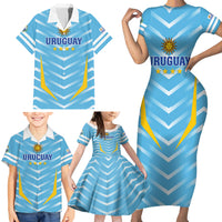 Personalized Uruguay 2024 Football Family Matching Short Sleeve Bodycon Dress and Hawaiian Shirt Come On La Celeste - Wonder Print Shop