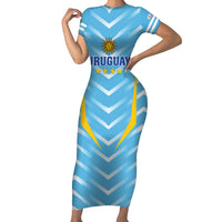 Personalized Uruguay 2024 Football Family Matching Short Sleeve Bodycon Dress and Hawaiian Shirt Come On La Celeste - Wonder Print Shop