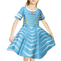 Personalized Uruguay 2024 Football Kid Short Sleeve Dress Come On La Celeste - Wonder Print Shop