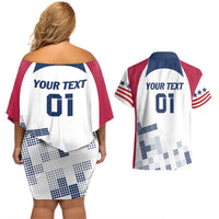 Personalized USA 2024 Soccer Couples Matching Off Shoulder Short Dress and Hawaiian Shirt The Stars and Stripes Go Champion - Wonder Print Shop