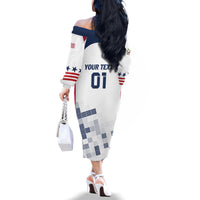 Personalized USA 2024 Soccer Family Matching Off The Shoulder Long Sleeve Dress and Hawaiian Shirt The Stars and Stripes Go Champion - Wonder Print Shop