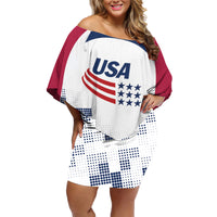Personalized USA 2024 Soccer Family Matching Off Shoulder Short Dress and Hawaiian Shirt The Stars and Stripes Go Champion - Wonder Print Shop