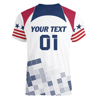 Personalized USA 2024 Soccer Women V-Neck T-Shirt The Stars and Stripes Go Champion - Wonder Print Shop