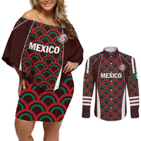 Personalized Mexico 2024 Football Couples Matching Off Shoulder Short Dress and Long Sleeve Button Shirt Come On El Tri - Wonder Print Shop