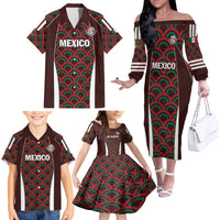 Personalized Mexico 2024 Football Family Matching Off The Shoulder Long Sleeve Dress and Hawaiian Shirt Come On El Tri - Wonder Print Shop