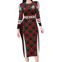 Personalized Mexico 2024 Football Long Sleeve Bodycon Dress Come On El Tri - Wonder Print Shop