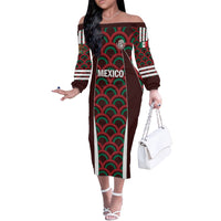 Personalized Mexico 2024 Football Off The Shoulder Long Sleeve Dress Come On El Tri - Wonder Print Shop