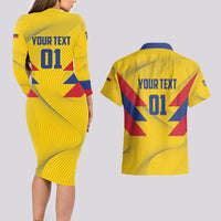 Personalized Colombia 2024 Football Couples Matching Long Sleeve Bodycon Dress and Hawaiian Shirt Go Los Cafeteros - Wonder Print Shop