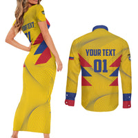 Personalized Colombia 2024 Football Couples Matching Short Sleeve Bodycon Dress and Long Sleeve Button Shirt Go Los Cafeteros - Wonder Print Shop