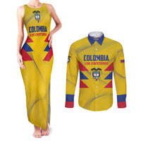 Personalized Colombia 2024 Football Couples Matching Tank Maxi Dress and Long Sleeve Button Shirt Go Los Cafeteros - Wonder Print Shop