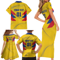 Personalized Colombia 2024 Football Family Matching Short Sleeve Bodycon Dress and Hawaiian Shirt Go Los Cafeteros - Wonder Print Shop