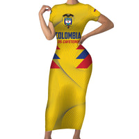 Personalized Colombia 2024 Football Family Matching Short Sleeve Bodycon Dress and Hawaiian Shirt Go Los Cafeteros - Wonder Print Shop
