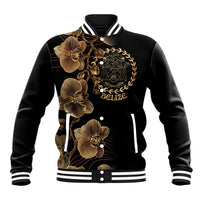 Belize Gold Orchid Baseball Jacket Luxury Stylized