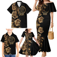 Belize Gold Orchid Family Matching Mermaid Dress and Hawaiian Shirt Luxury Stylized