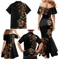 Belize Gold Orchid Family Matching Mermaid Dress and Hawaiian Shirt Luxury Stylized