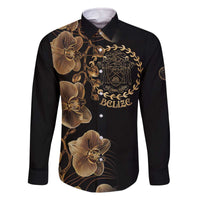 Belize Gold Orchid Family Matching Off The Shoulder Long Sleeve Dress and Hawaiian Shirt Luxury Stylized
