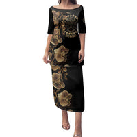 Belize Gold Orchid Family Matching Puletasi and Hawaiian Shirt Luxury Stylized