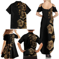 Belize Gold Orchid Family Matching Summer Maxi Dress and Hawaiian Shirt Luxury Stylized