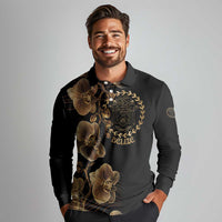 Belize Gold Orchid Long Sleeve Polo Shirt Luxury Stylized